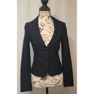 BCX Black Cropped Stretch Fitted Suit Jacket Blazer Women's Juniors ● SMALL